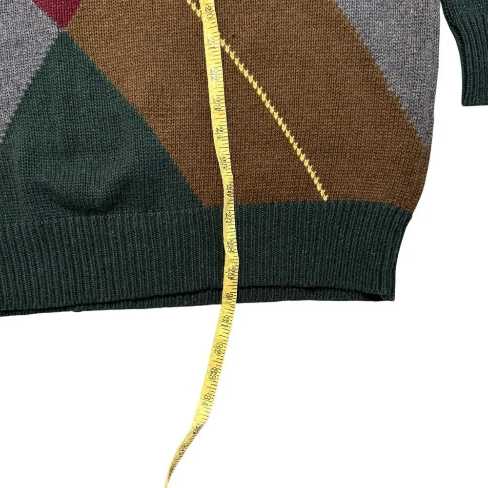 Nautica Vintage Men's Argyle Colorblock Multicolor V-Neck Sweater 90s 80s Sz 2XL